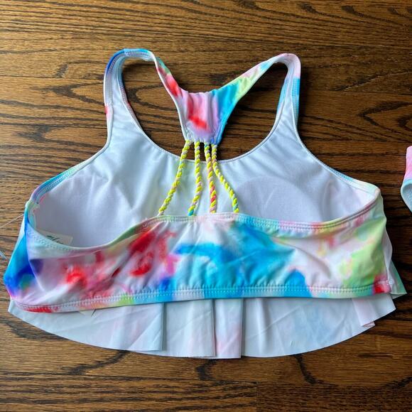 New Hobie Kids Girl's Tide Flounce Strappy Two-Piece Bikini Tie Dye 16 - Picture 5 of 8
